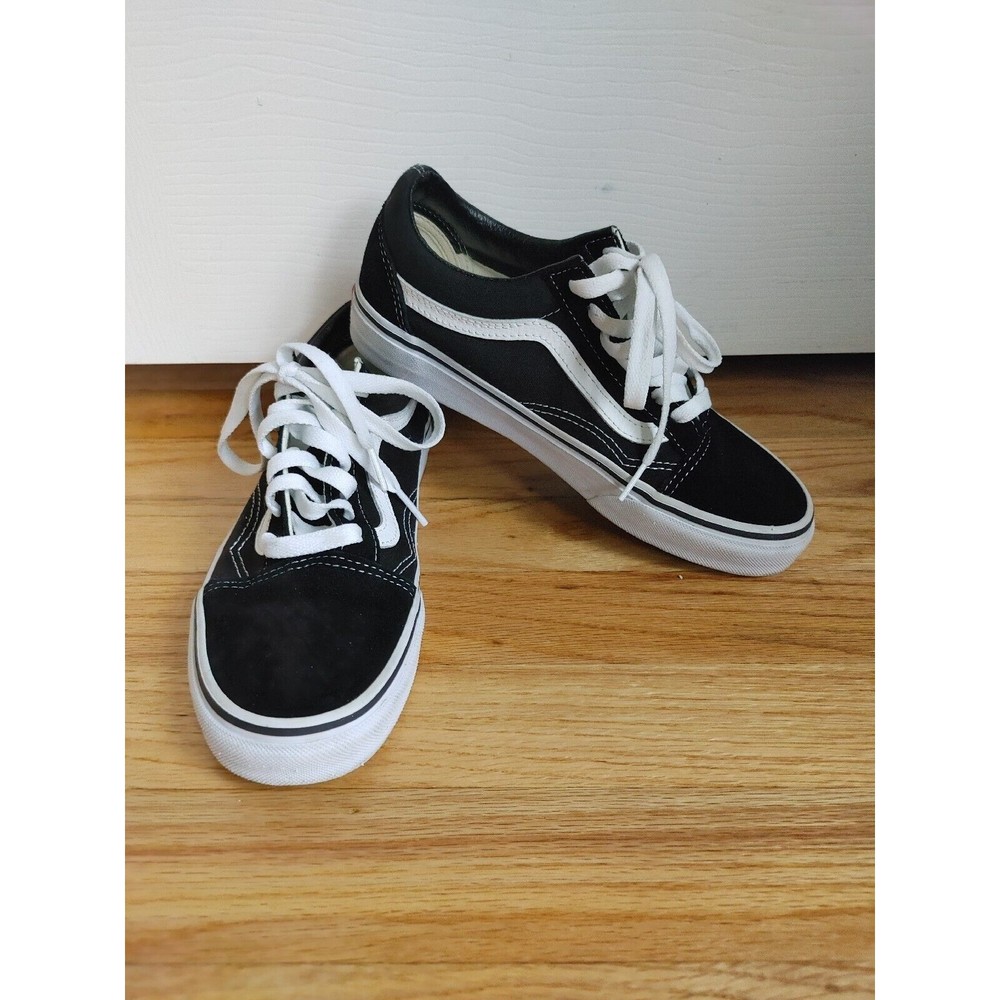 Vans Old Skool Black White Suede Canvas Shoes Sneakers Men 5.5 Women 7